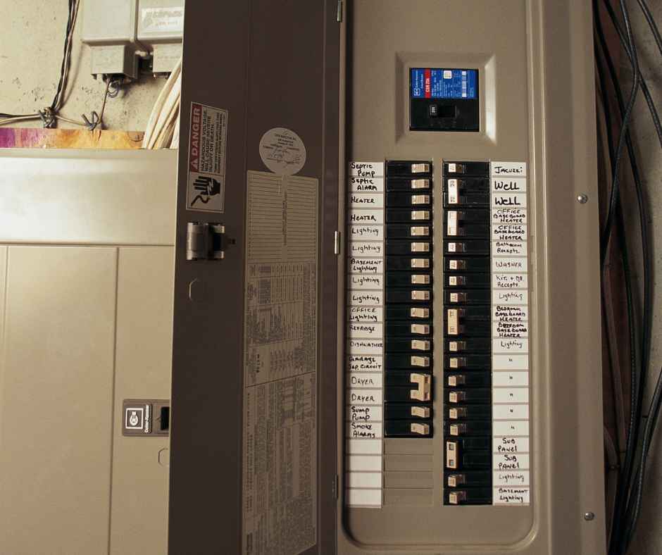 Electrical panel in a home basement